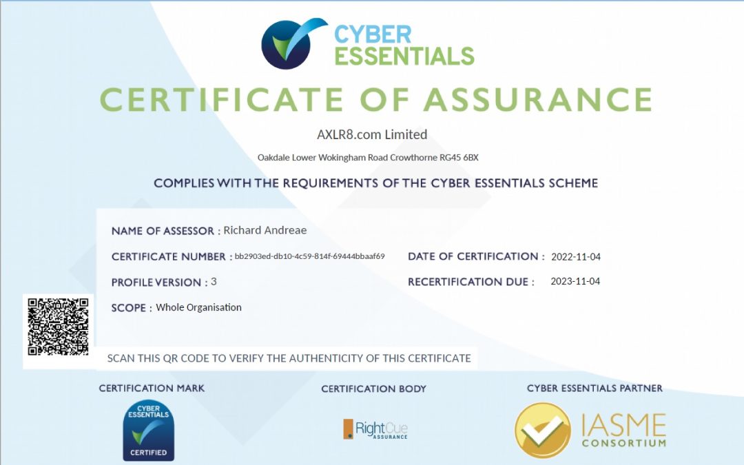Cyber Essentials renewal for 2022-3
